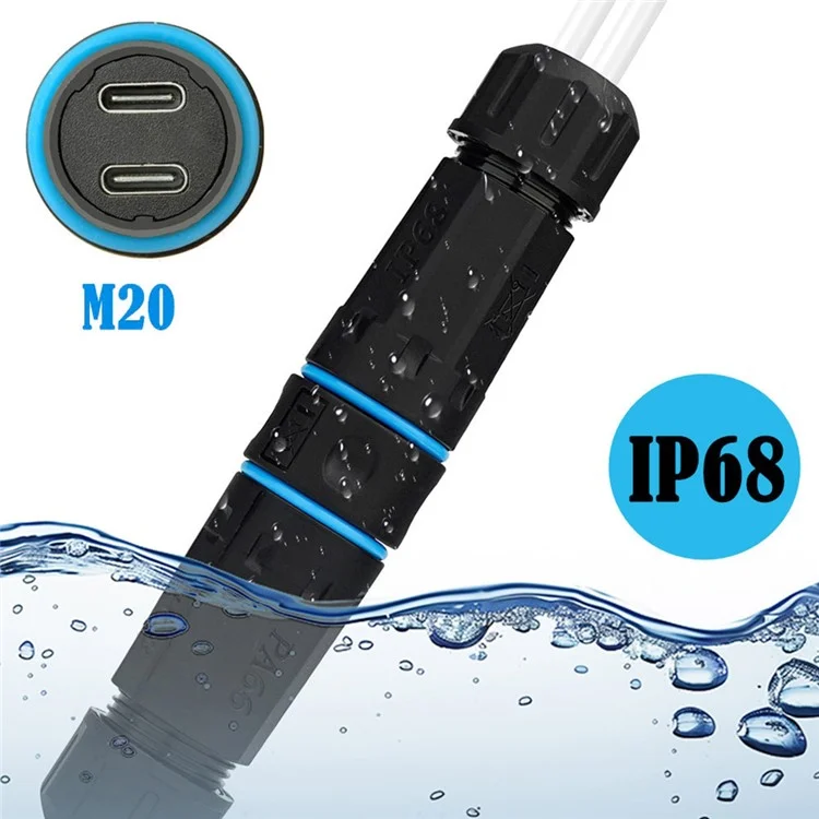 Двухтипный внешний водонепроницаемый соединитель IP68 10 Гбит/с с проходным портом для передачи данных и зарядки