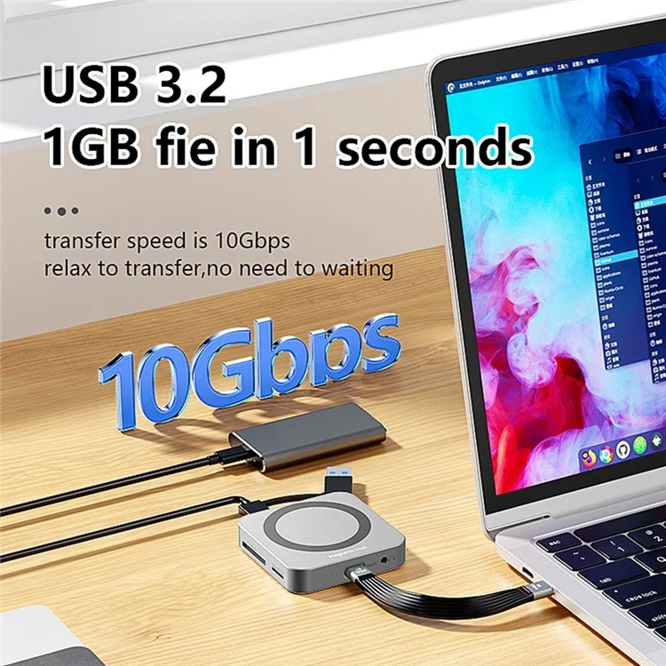 MC906 2230 M.2 Nvme SSD-Gehäuse Magnetischer USB-C-Hub mit HD-Anschluss SD/TF-Kartensteckplatz