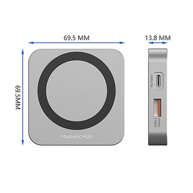 MC906 2230 M.2 Nvme SSD-Gehäuse Magnetischer USB-C-Hub mit HD-Anschluss SD/TF-Kartensteckplatz