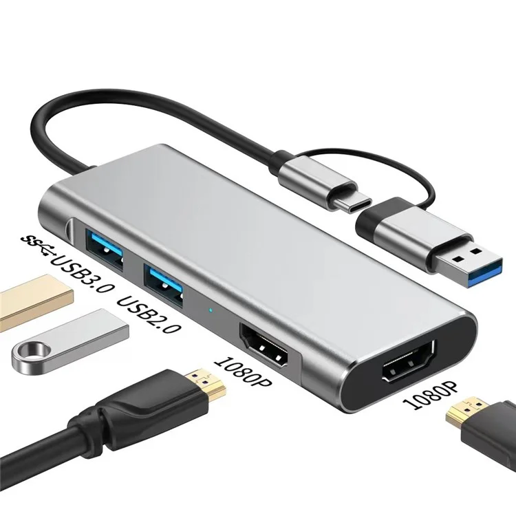 2412 USB-Dockingstation Typ-C / USB zu USB 3.0 + USB 2.0 + 2 HD MST Display-Erweiterungshub
