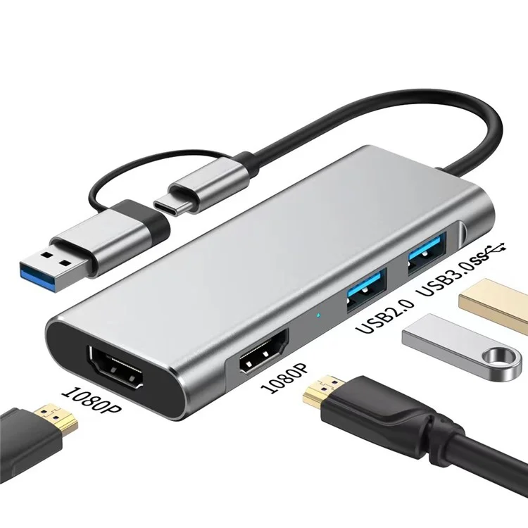 2412 USB-Dockingstation Typ-C / USB zu USB 3.0 + USB 2.0 + 2 HD MST Display-Erweiterungshub