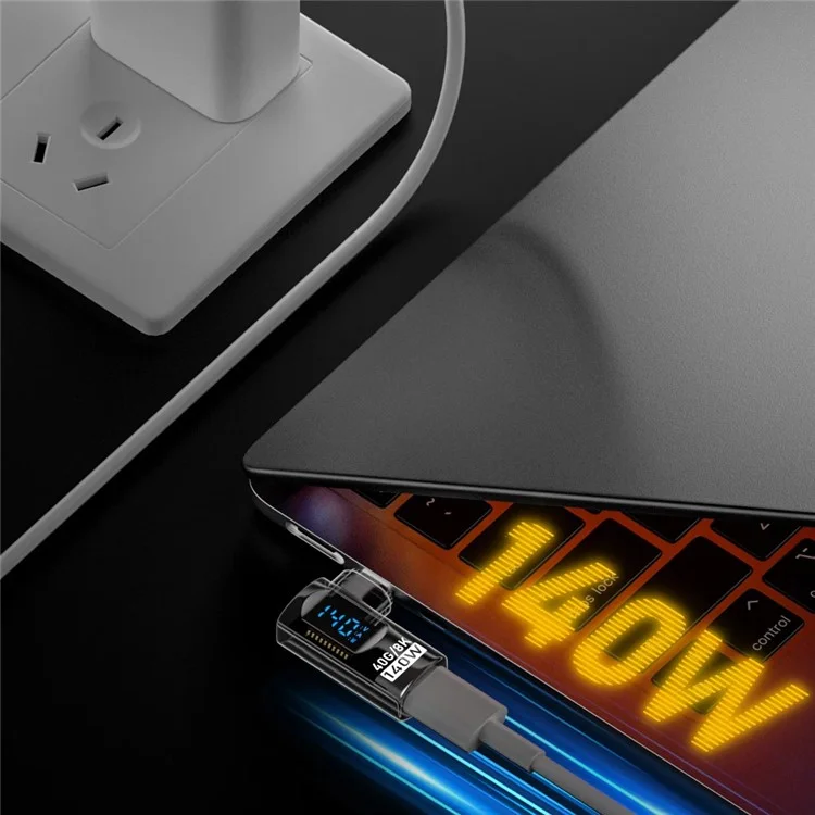 USB-C Female to USB-C Male L-Shape Adapter Digital Display PD 140W Fast Charging 40Gbps 8K 60Hz Converter - Black