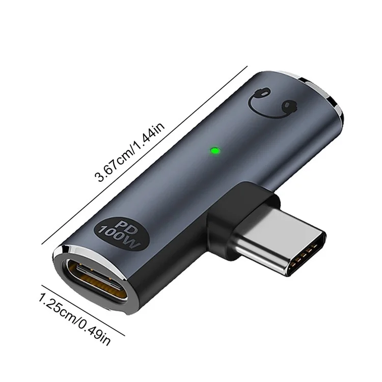 Type-C Male to 3.5mm Headphone Audio + Type-C PD 100W Charging Adapter - Grey