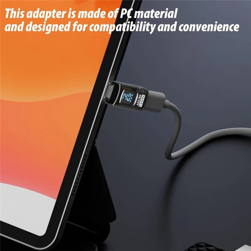 Adaptateur USB4 40 Gbps 140 W de Type-C à Type-C avec Affichage Numérique, Charge Rapide, Transfert de Données, Convertisseur 8K@60Hz - Noir Transparent