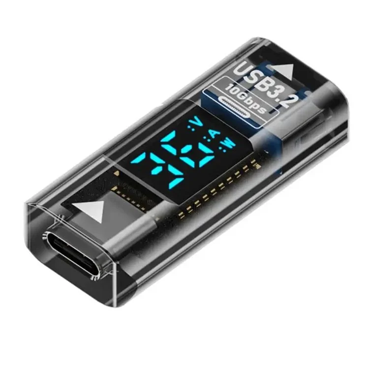 USB C auf USB Adapter mit digitaler Anzeige 10Gbps Datenübertragung Ladewandler für Laptop - Transparent Schwarz