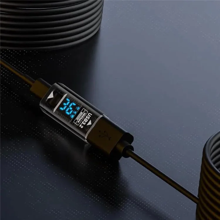 USB C auf USB Adapter mit digitaler Anzeige 10Gbps Datenübertragung Ladewandler für Laptop - Transparent Schwarz