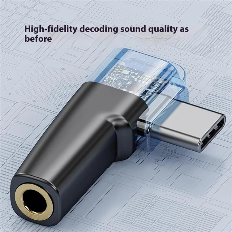 Adaptador de USB Tipo C a Jack de 3,5 mm para Auriculares Convertidor de Audio Digital con Chip DAC para Smartphones / Tablets - Gris Claro