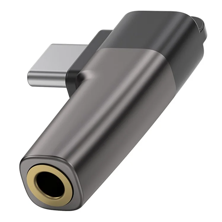 Adaptador de USB Tipo C a Jack de 3,5 mm para Auriculares Convertidor de Audio Digital con Chip DAC para Smartphones / Tablets - Gris Claro