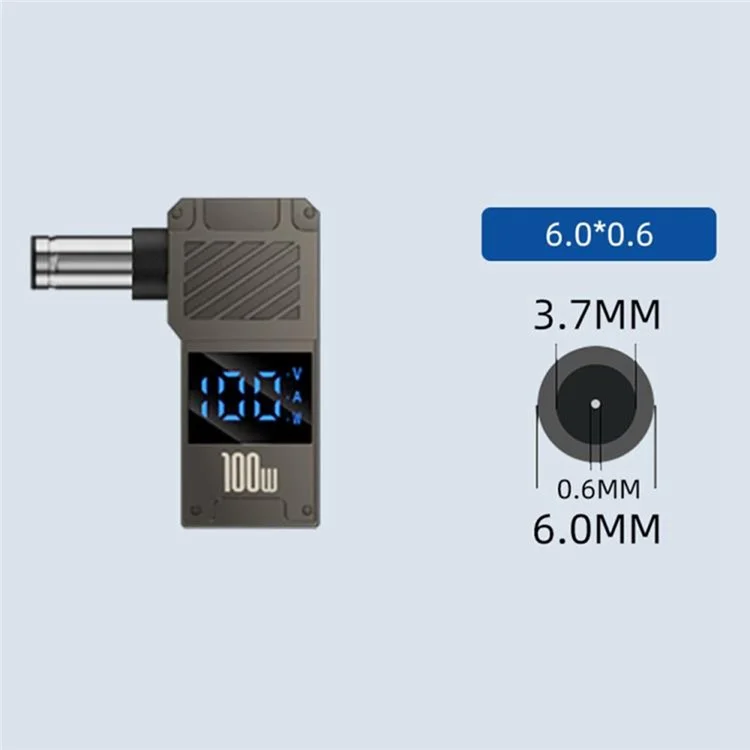 PD 100W Laptop Charging Adapter Type-C to DC 6.0x0.6mm Digital Display Fast Charging Converter