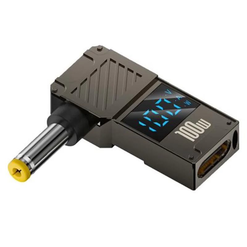 PD 100W Laptop Charging Adapter Type-C to DC 5.5x1.7mm Digital Display Fast Charging Converter