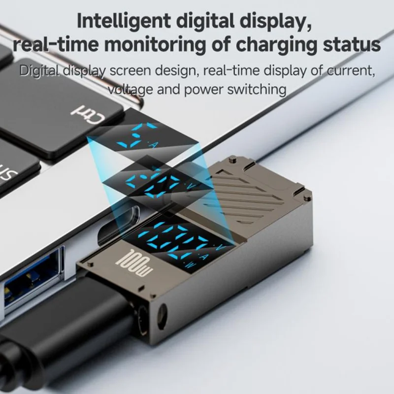PD 100W Laptop Charging Adapter Type-C to DC 5.5x1.7mm Digital Display Fast Charging Converter