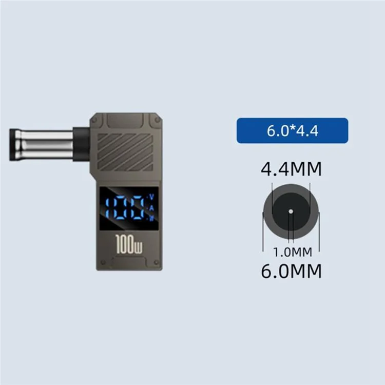 PD 100W Laptop Charging Adapter Type-C to DC 6.0x4.4mm Digital Display Fast Charging Converter