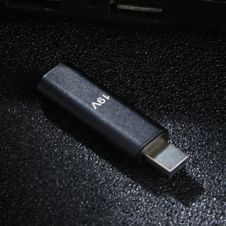Adaptateur convertisseur en alliage d'aluminium 19V Type C Femelle vers PD Mâle pour ASUS - Noir