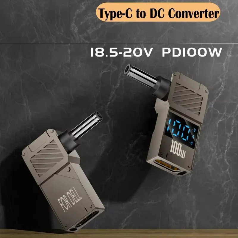 PD 100W Laptop Charging Adapter Type-C to DC 7.9x0.9mm Digital Display Fast Charging Converter