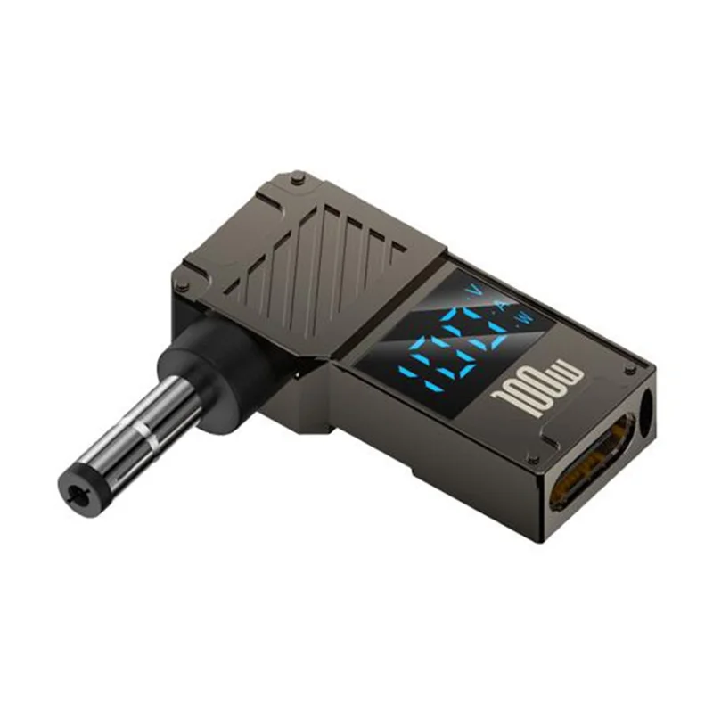 PD 100W Laptop Charging Adapter Type-C to DC 4.0x1.7mm Digital Display Zinc Alloy Charging Converter