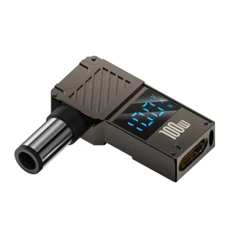 For HP Laptop PD 100W Charging Adapter Type-C to DC 7.4x5.0mm Digital Display Zinc Alloy Converter