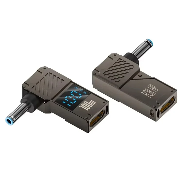 For HP Laptop PD 100W Charging Adapter Type-C to DC 4.5x3.0mm Digital Display Zinc Alloy Converter