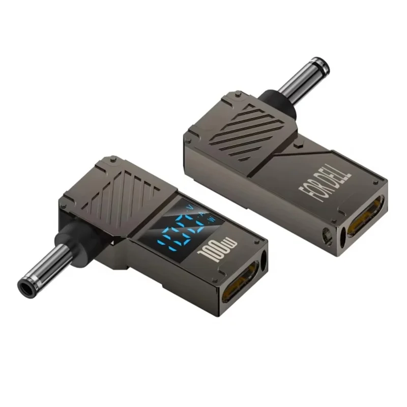 For Dell Laptop PD 100W Charging Adapter Type-C to DC 4.5x3.0mm Digital Display Zinc Alloy Converter