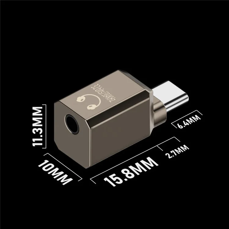 Für iPhone 15 / 16 USB-C auf 3,5mm Adapter AMP DAC 32bit / 384kHz Digital Decoder Chip Kopfhörer Anschluss - Mattiert