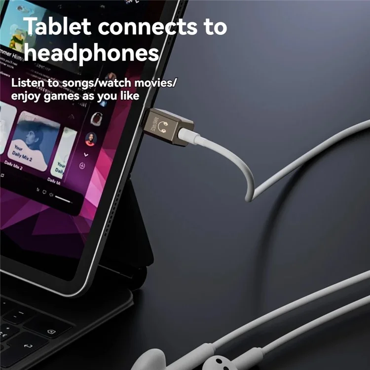 Für iPhone 15 / 16 USB-C auf 3,5mm Adapter AMP DAC 32bit / 384kHz Digital Decoder Chip Kopfhörer Anschluss - Mattiert