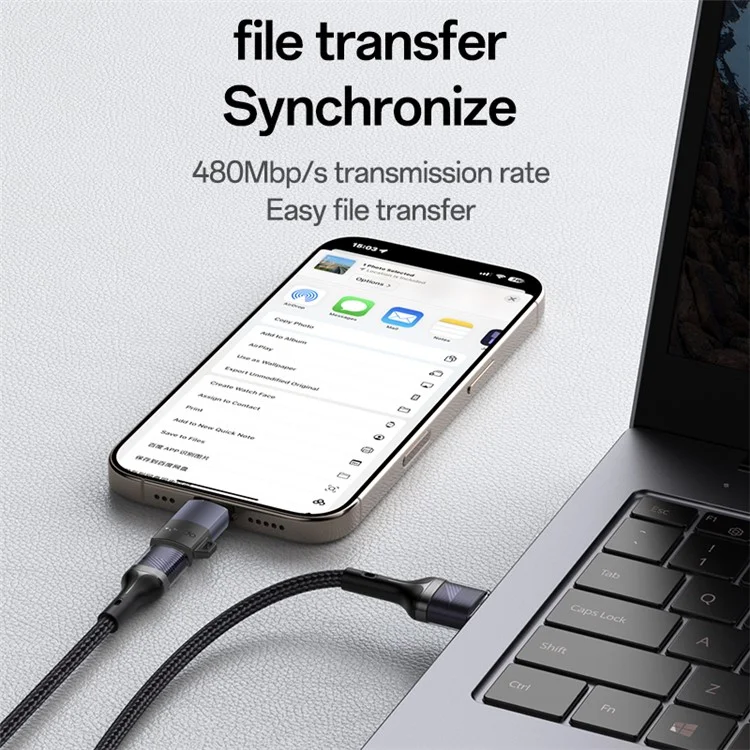 Adaptador de Carregamento e Transferência de Dados YESIDO GS28 - Fêmea 8 Pinos para Tipo-C Macho