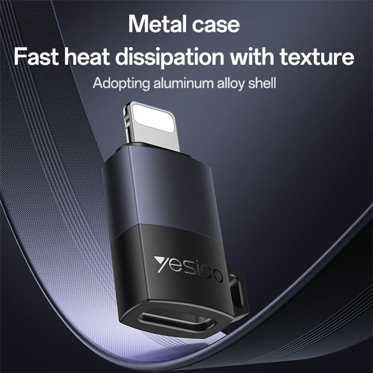 YESIDO GS27 Adattatore da USB-C Femmina a 8 Pin Maschio per Ricarica Rapida PD 27W e Trasferimento Dati