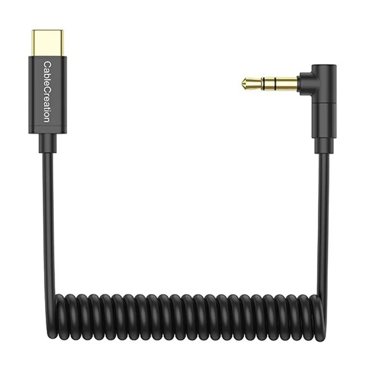 CABLECREATION CD0868-G USB-C auf 3,5mm Mikrofon Audio Adapterkabel mit Spiralkabel
