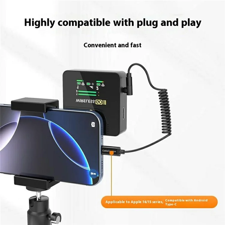 CABLECREATION CD0868-G USB-C auf 3,5mm Mikrofon Audio Adapterkabel mit Spiralkabel