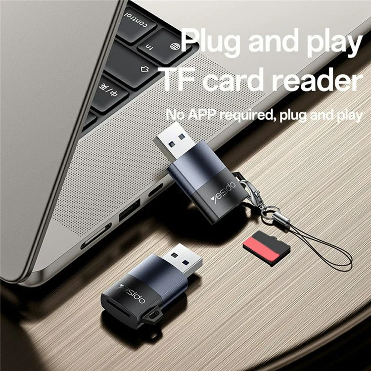 YESIDO GS36 USB 3.0 TF Card Reader High Speed 5Gbps Data Transfer Aluminum Alloy Memory Card Reader