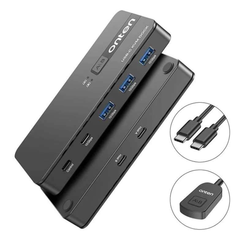 ONTEN KVM200 Conmutador KVM USB 3.2 Gen2 2 en 4 Salidas Adaptador KVM Tipo C Compatible con Mac OS Windows Linux