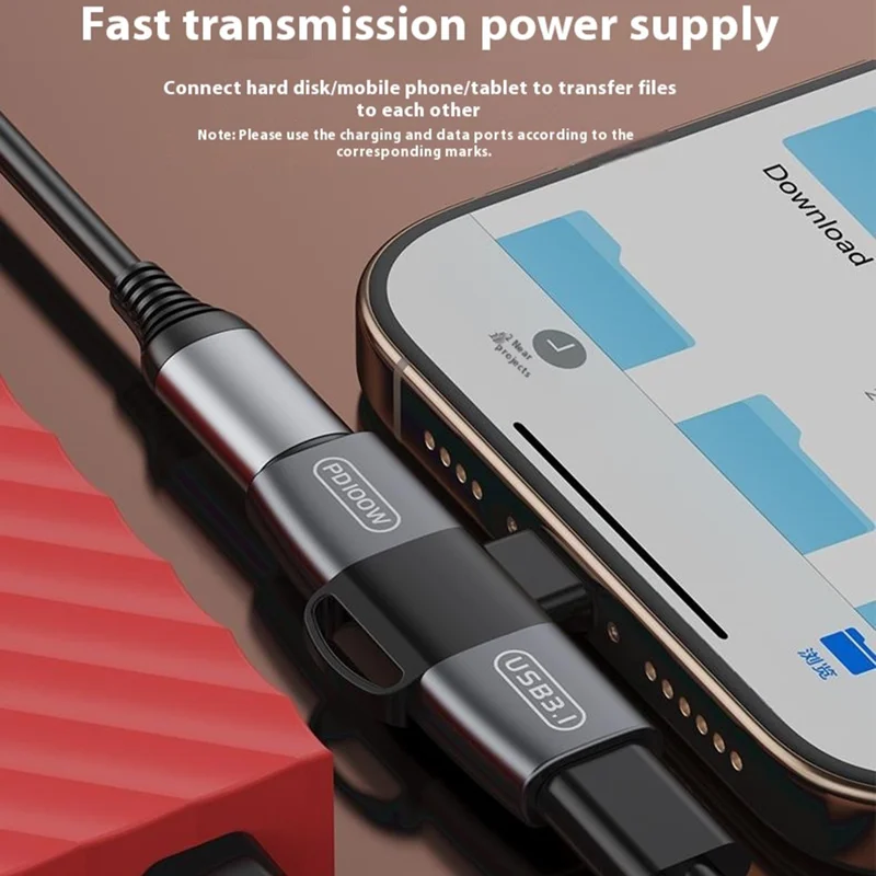 Adattatore di Ricarica Audio da Type-C a Doppio Type-C PD 100W + Convertitore OTG per Cuffie USB-C - Tarnish
