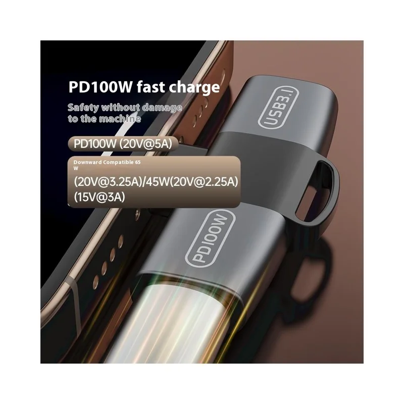 Adattatore di Ricarica Audio da Type-C a Doppio Type-C PD 100W + Convertitore OTG per Cuffie USB-C - Tarnish
