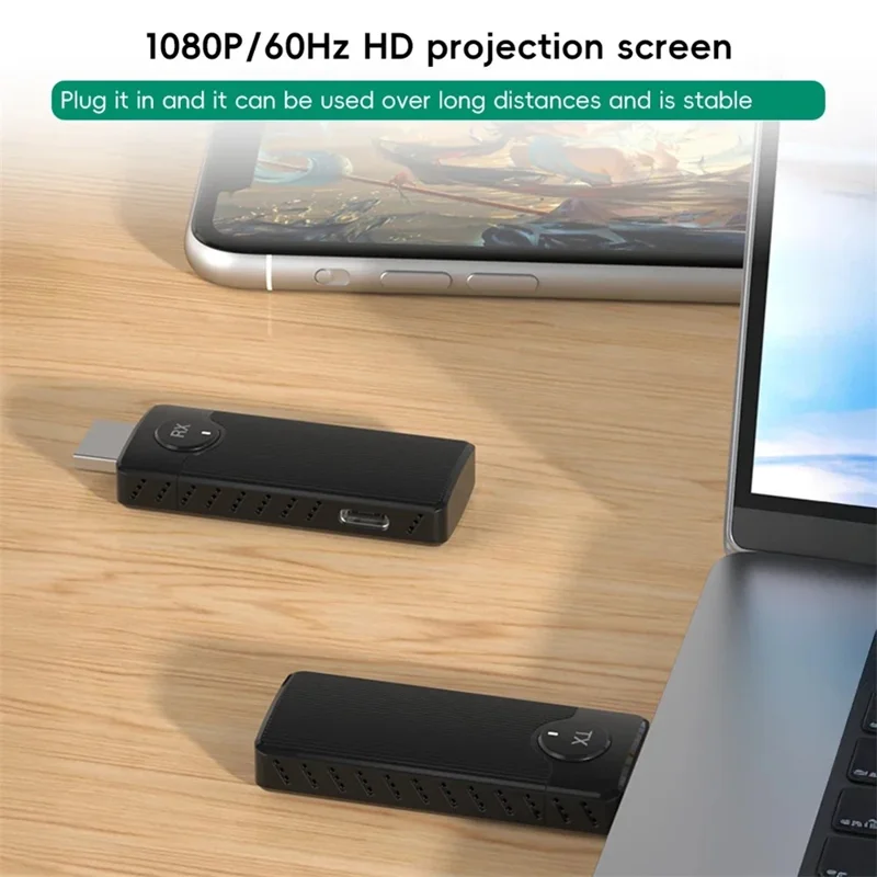 Adaptateur de Mise en Miroir d'Écran Sans Fil Q50 à Double Mode, Point à Point, Haute Vitesse 5G, 60 Hz - Noir
