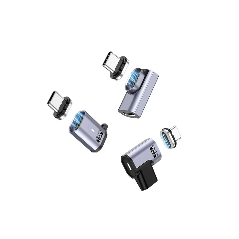 Adaptador Magnético Tipo C a Tipo C Convertidor de Vídeo HD 16K 60Hz 240W 80Gbps Transferencia de Datos - Cabezal Acodado