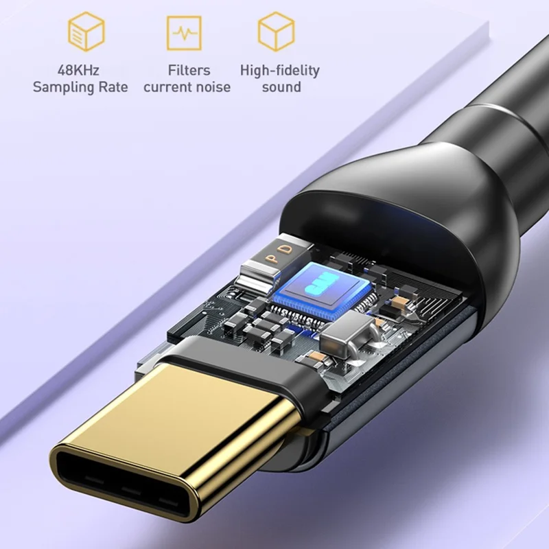 WEKOME WDC-196 Geeker USB-C auf 3,5mm AUX Audio Adapter Kabel mit DAC Chip, 1,2M Länge