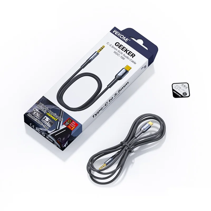 WEKOME WDC-196 Geeker USB-C auf 3,5mm AUX Audio Adapter Kabel mit DAC Chip, 1,2M Länge