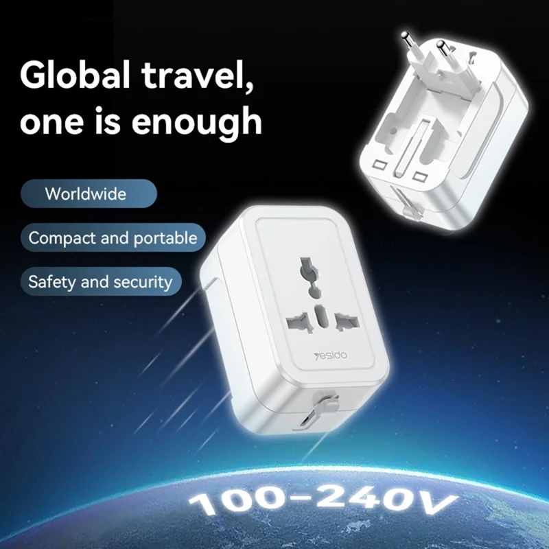 YESIDO MC32 Universal Travel Adapter Multi-Nation Compatibility 1380W Global Plug Converter