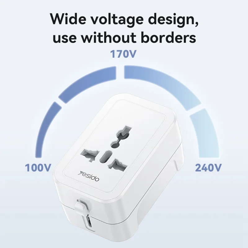 YESIDO MC32 Universal Travel Adapter Multi-Nation Compatibility 1380W Global Plug Converter