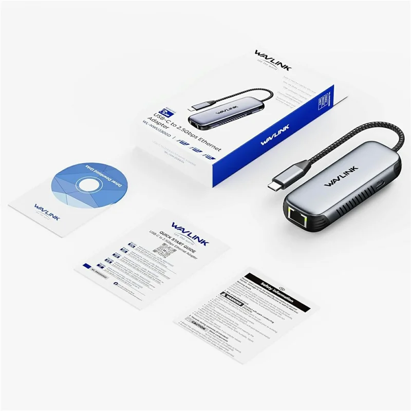 WAVLINK NWU330GD USB-C to RJ45 Ethernet Adapter 2.5Gbps Network Aluminum Converter Support 95W PD Output