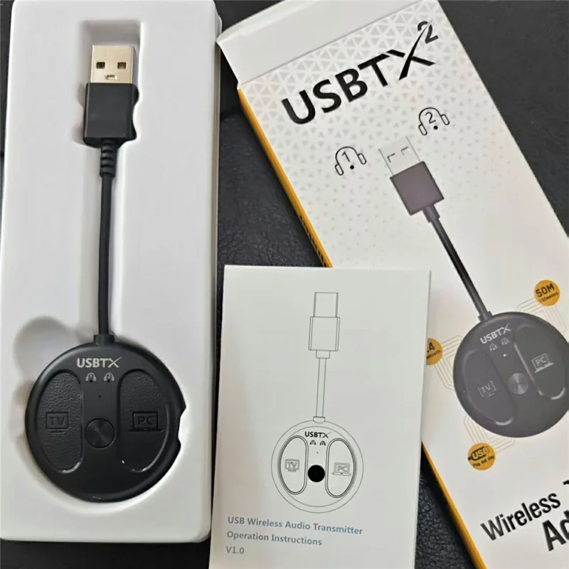 LE524 USB Bluetooth-Compatible 5.4 Audio Transmitter 50m Range Dual Connection Adapter for TV PC