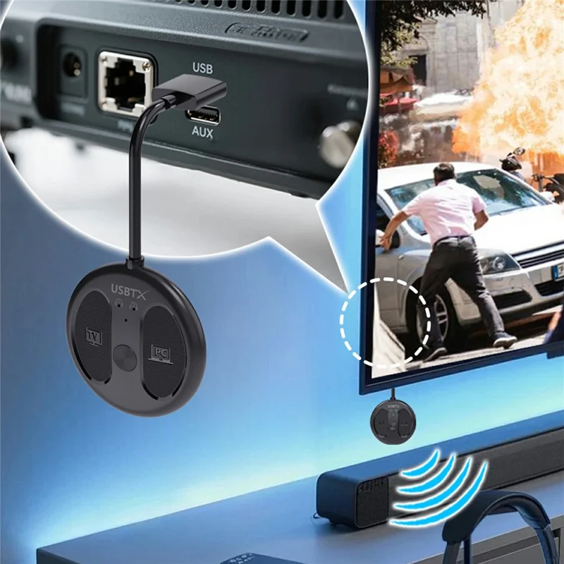 LE524 USB Bluetooth-Compatible 5.4 Audio Transmitter 50m Range Dual Connection Adapter for TV PC