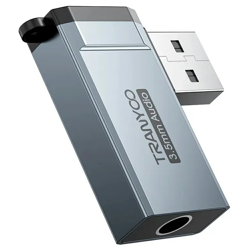 TRANYOO T-E21 USB к 3,5-мм аудиоадаптер из алюминиевого сплава для преобразования аудио на ноутбуках