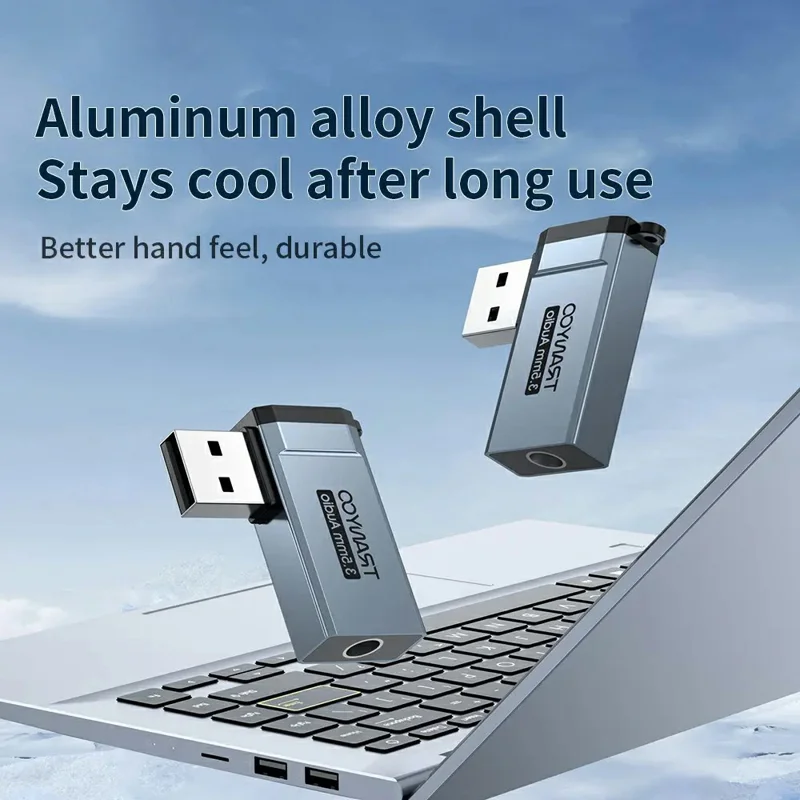 TRANYOO T-E21 USB к 3,5-мм аудиоадаптер из алюминиевого сплава для преобразования аудио на ноутбуках