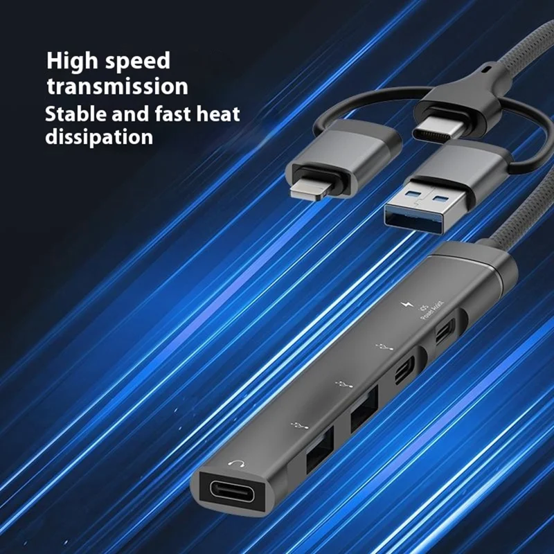 Concentrateur USB 3 en 1 à 5 ports avec chargement 15W pour smartphones et tablettes - Gris