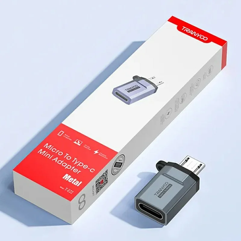 Adaptador TRANYOO T-E22 de Micro USB a Tipo C para Carga Rápida y Transferencia de Datos, Miniconversor
