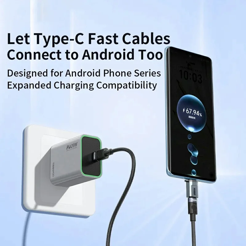 Adaptador TRANYOO T-E22 de Micro USB a Tipo C para Carga Rápida y Transferencia de Datos, Miniconversor