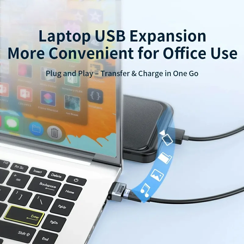 TRANYOO T-E23 USB to Type C Converter Fast Charging Data Transfer Aluminum Alloy Mini Adapter