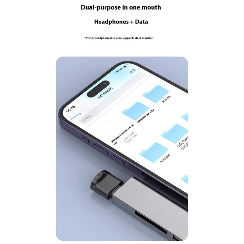 8Pin USB Type-C 3 in 1 Adapter Hub SD TF CF Card Reader USB Data Type-C 3.5mm Headphone Connector - Silver