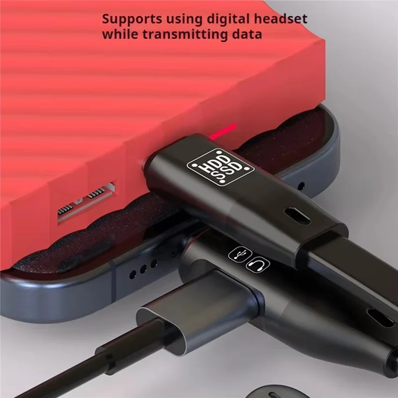 Кабель 3.1 Gen2 OTG Dual Type-C 1000 МБ/с Передача данных TF Кардридер Многофункциональный адаптер Кабель - Черный