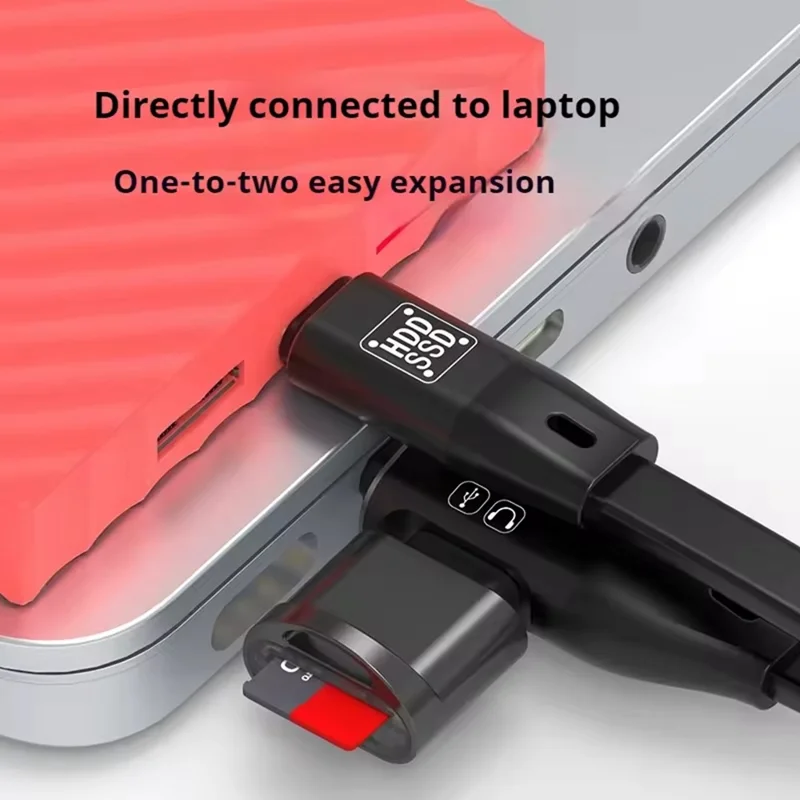 3.1 Gen2 OTG Dubbele Type-C Kabel 1000MB/S Gegevensoverdracht TF Kaartlezer Multifunctionele Adapterkabel - Zilver